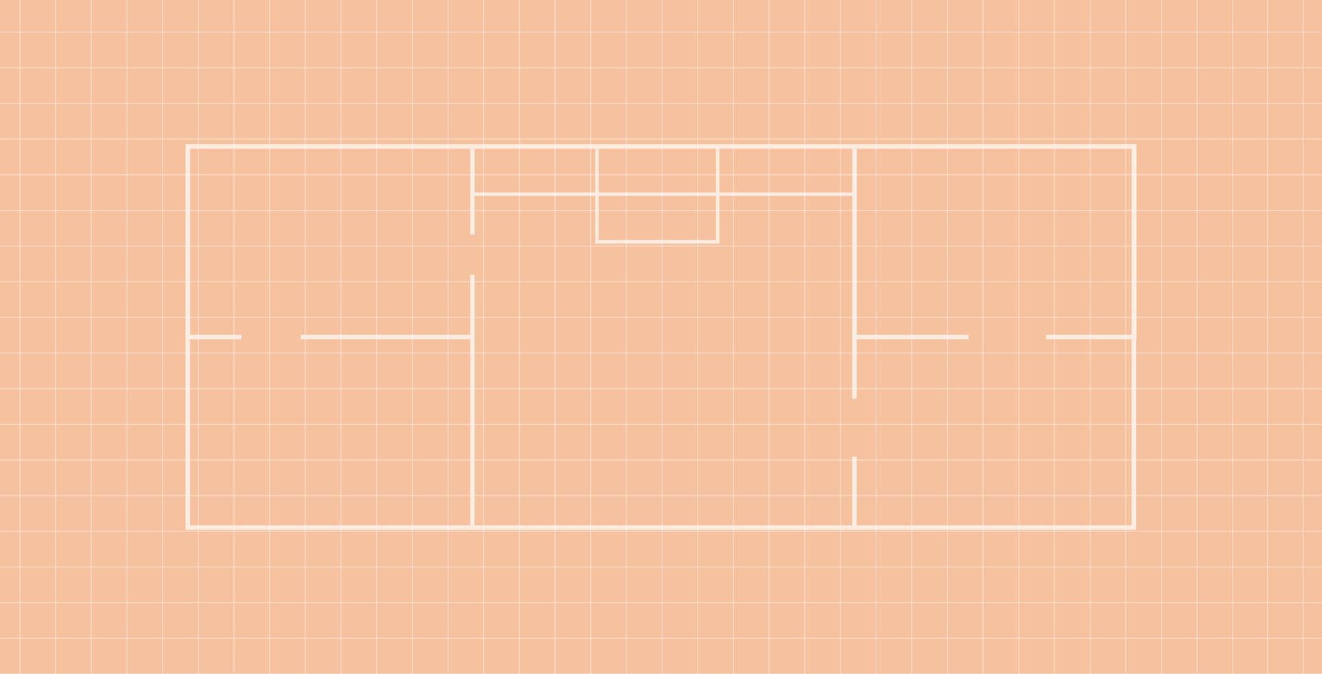 Architectural print plain and horizontal technical drawing flat vector illustration.