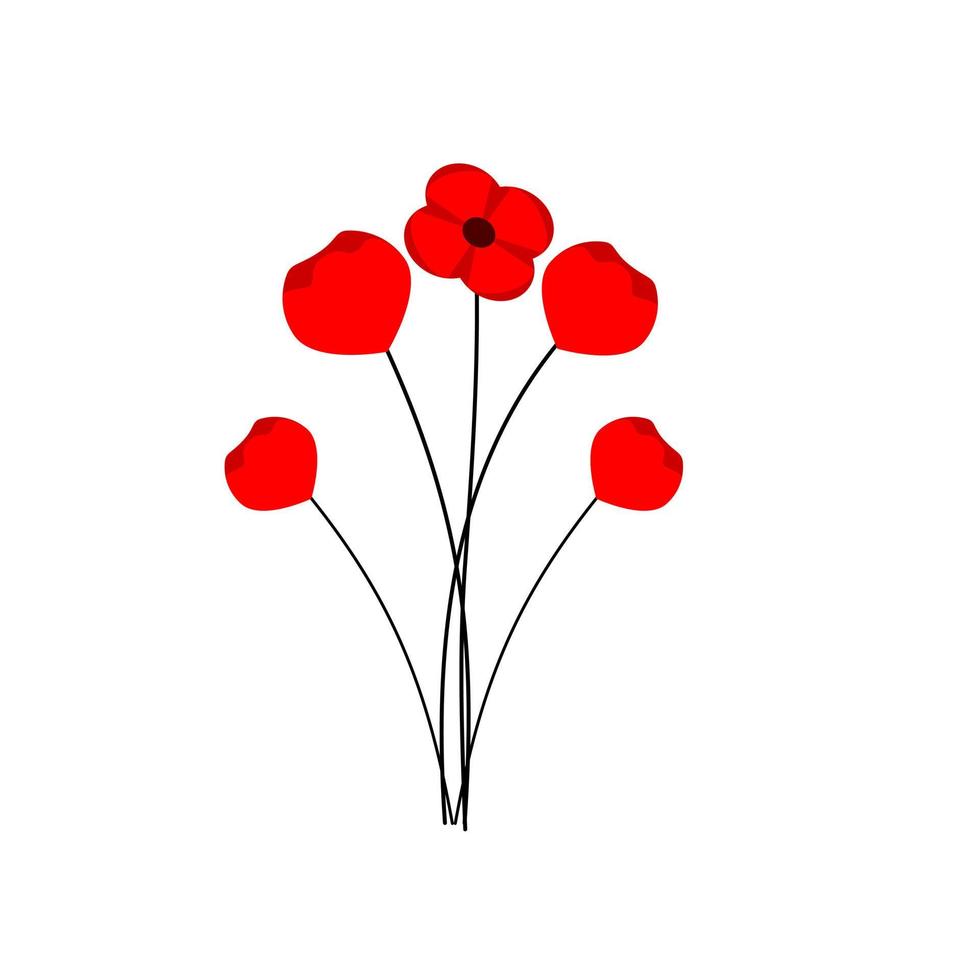Vector illustration of a bright poppy flower. Anzac memorial day symbol