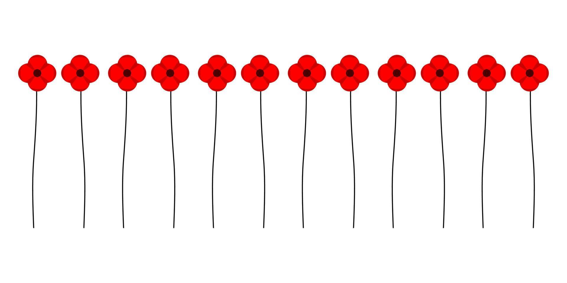 Vector illustration of a bright poppy flower. Anzac memorial day symbol