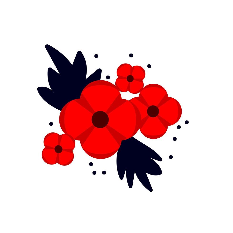 Vector illustration of a bright poppy flower. Anzac memorial day symbol