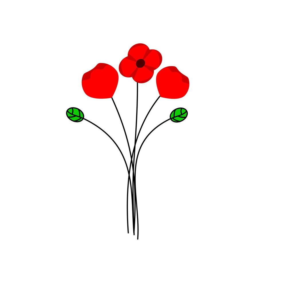 Vector illustration of a bright poppy flower. Anzac memorial day symbol