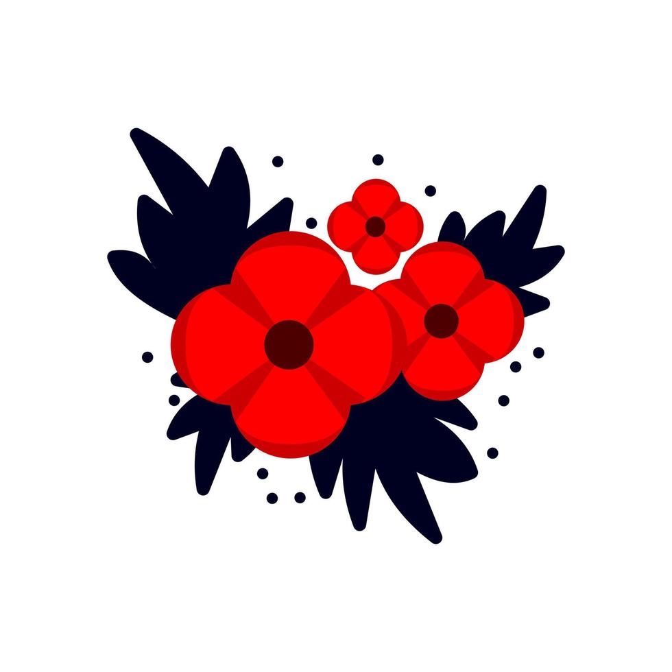 Vector illustration of a bright poppy flower. Anzac memorial day symbol