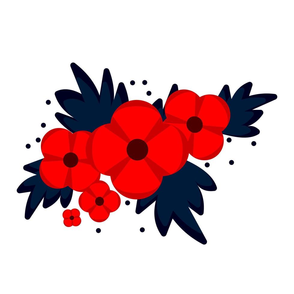 Vector illustration of a bright poppy flower. Anzac memorial day symbol