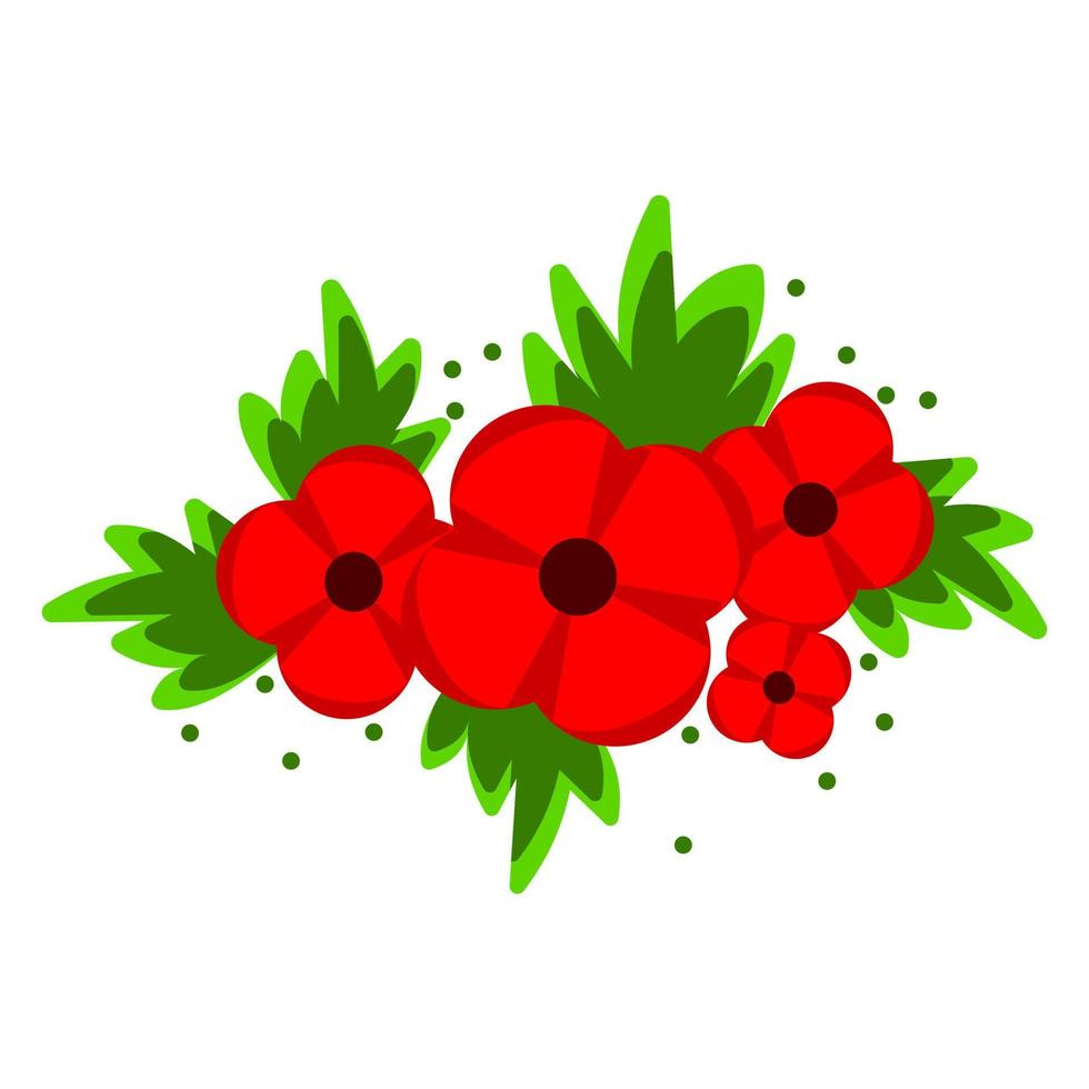 Vector illustration of a bright poppy flower. Anzac memorial day symbol