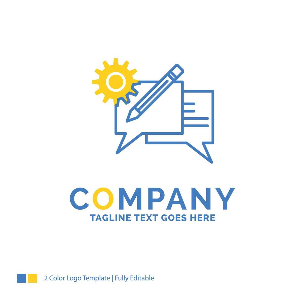 chat. communication. discussion. setting. message Blue Yellow Business Logo template. Creative Design Template Place for Tagline. vector