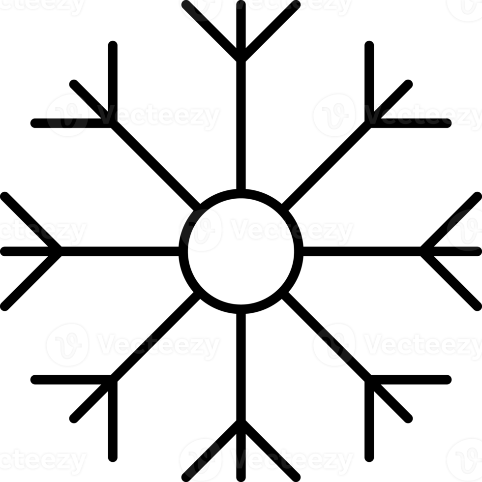 snowflakes icon, Winter elements black thin line. png