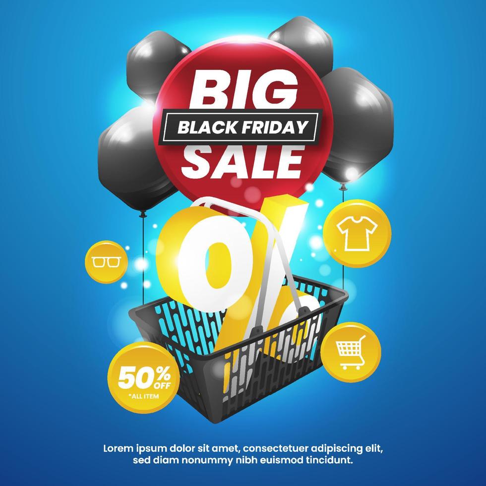 Black Friday Big Sale Discount in Shopping Cart vector