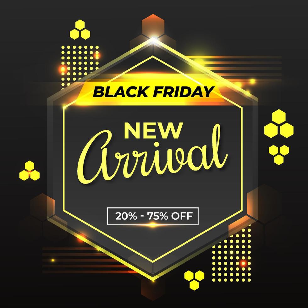 Black Friday New Arrival Promotion with Hexagonal vector