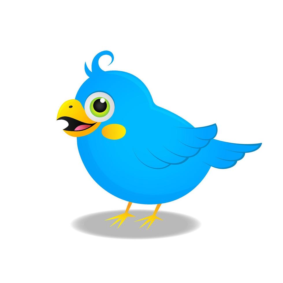 Cute blue bird cartoon on a white background.Vector illustration. vector