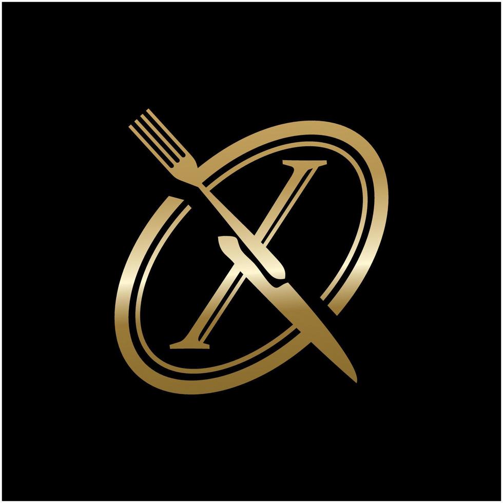 x logo formed from fork and knife vector