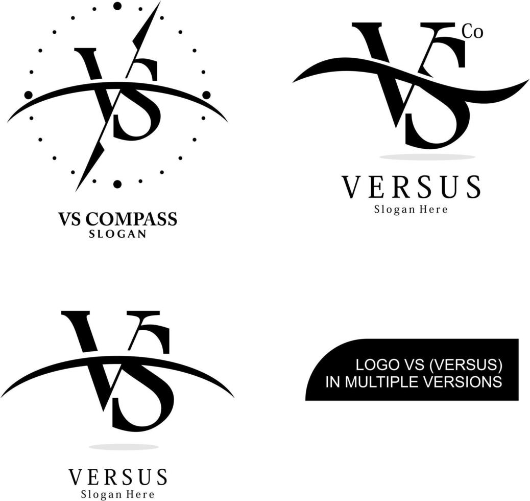 logotipo vs de la combinación de las letras v y s que representa una brújula, una onda y una curva vector