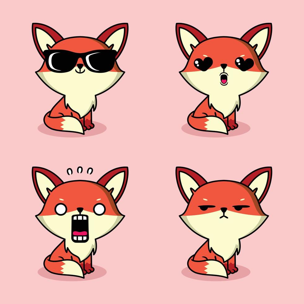 vector illustration of cute fox emoji