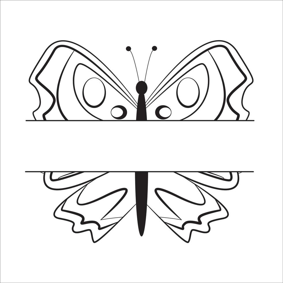 hermosa mariposa insecto vector arte línea aislado garabato ilustración