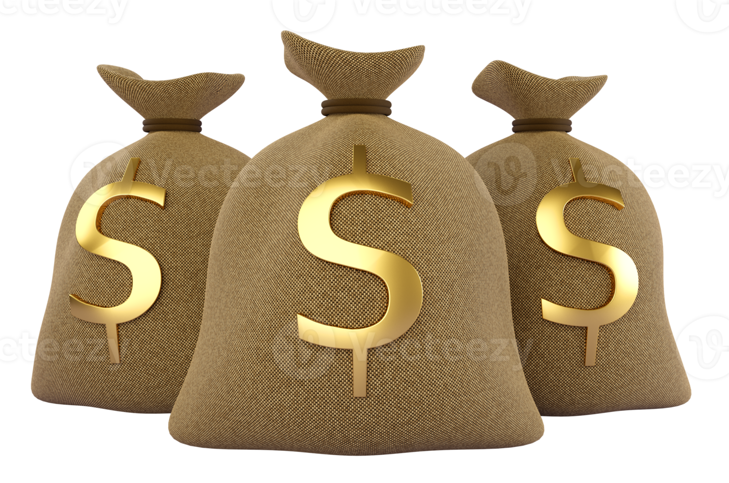 3d Money Bag with gold dollar sign. Business, saving, money, banking, finance investment and services concept. Profit and growth design idea. Realistic 3d isolated high quality render png