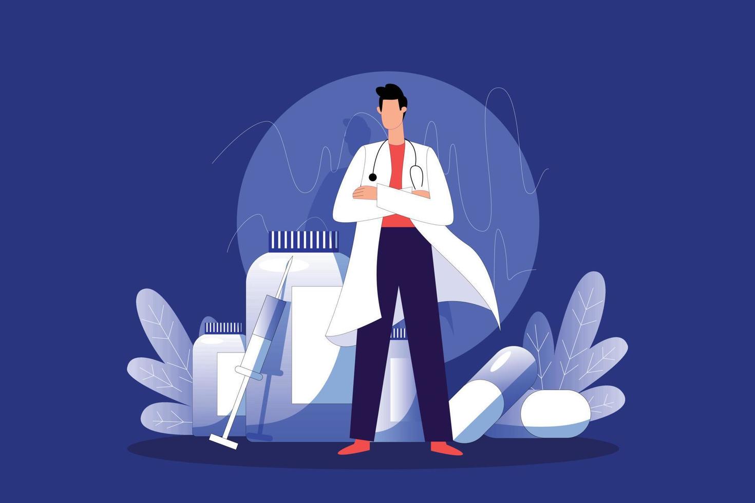 Medical doctor with medical equipment vector illustration