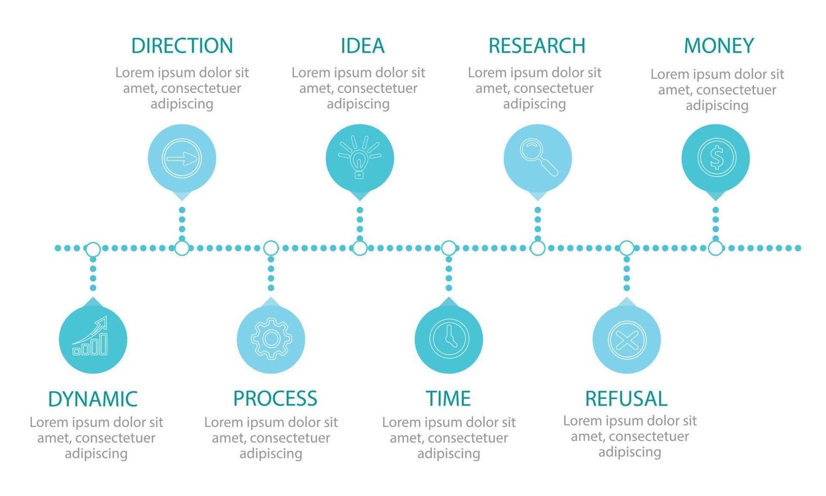 Infographic for business with eight items. Step or time. Vector illustration.