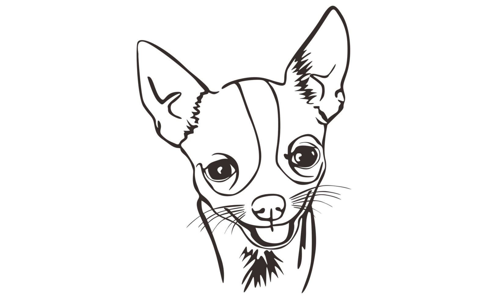 Chihuahua Dog Head Line Art png