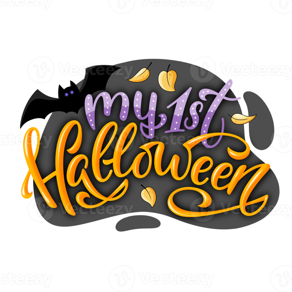 mijn 1e halloween PNG belettering overhemd ontwerp. baby afdrukken vallen vakantie