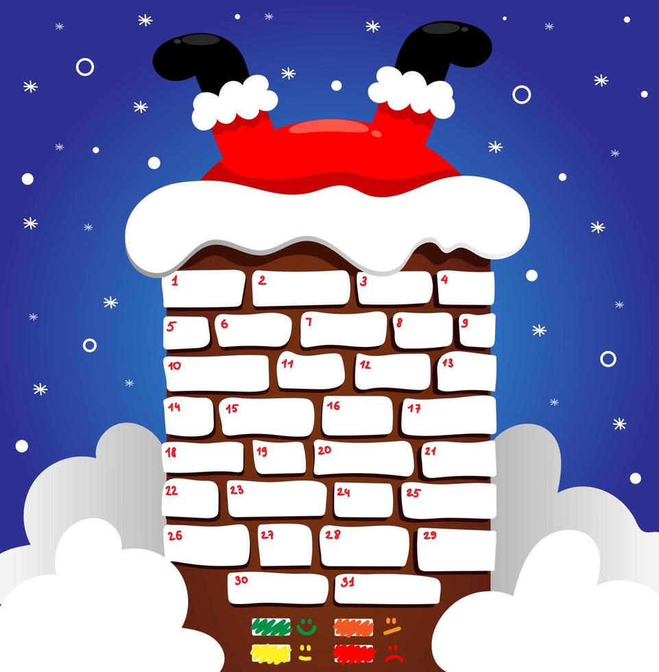 Christmas Gifts Mood Tracker. Tracker to track your daily mood for 31 days vector