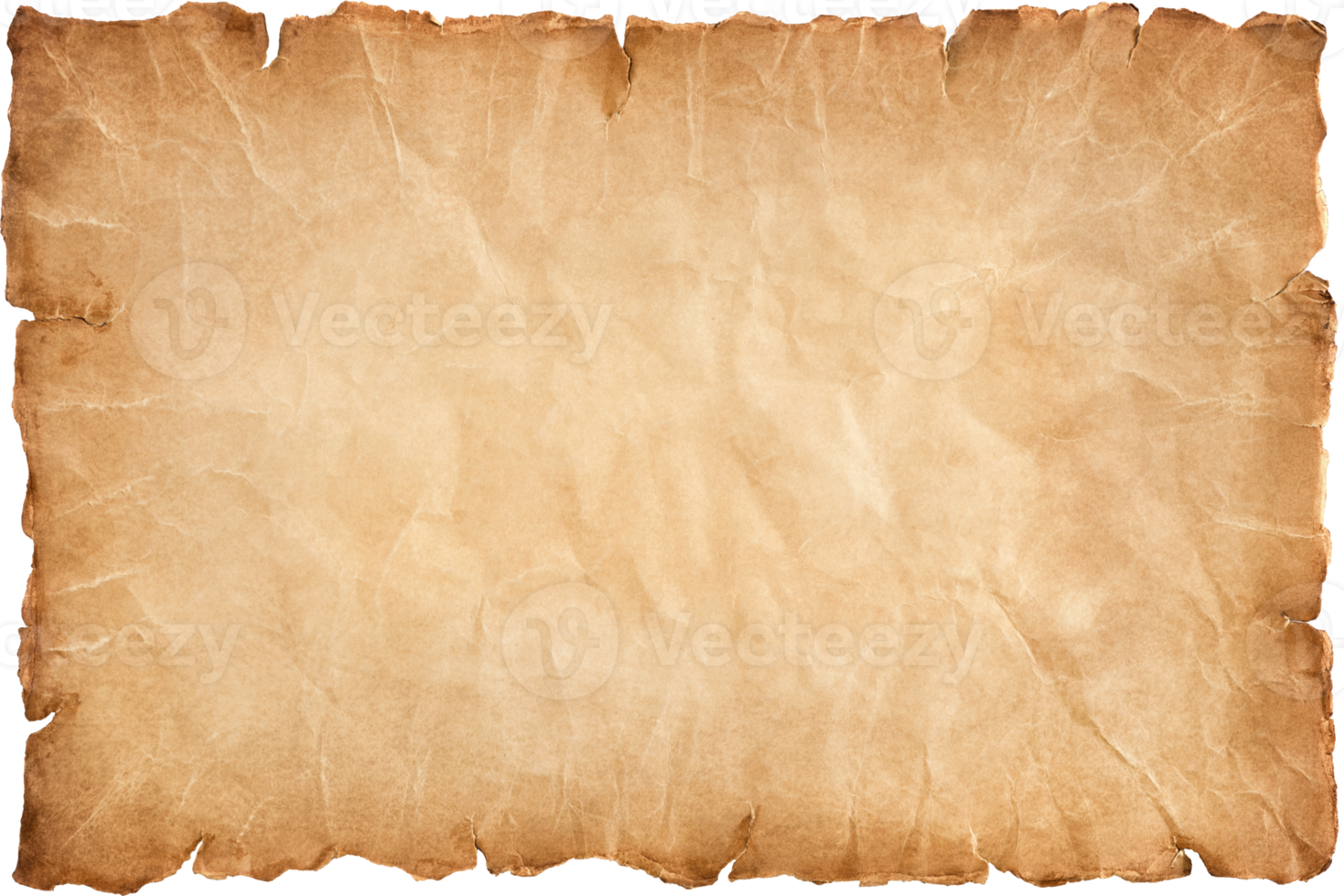 Ancienne feuille de papier parchemin vintage vieilli ou fond de texture png