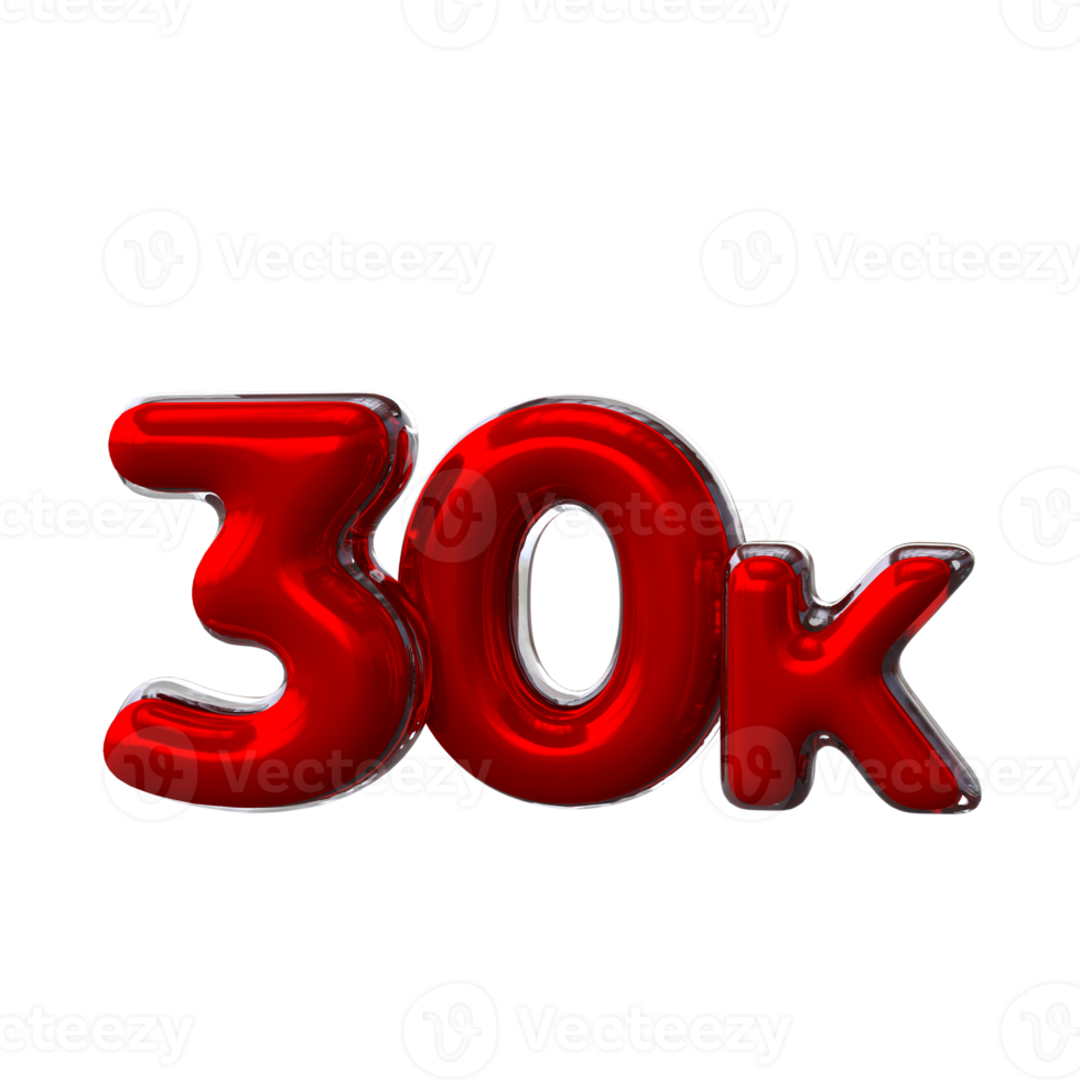 30 K 3D number with red color png