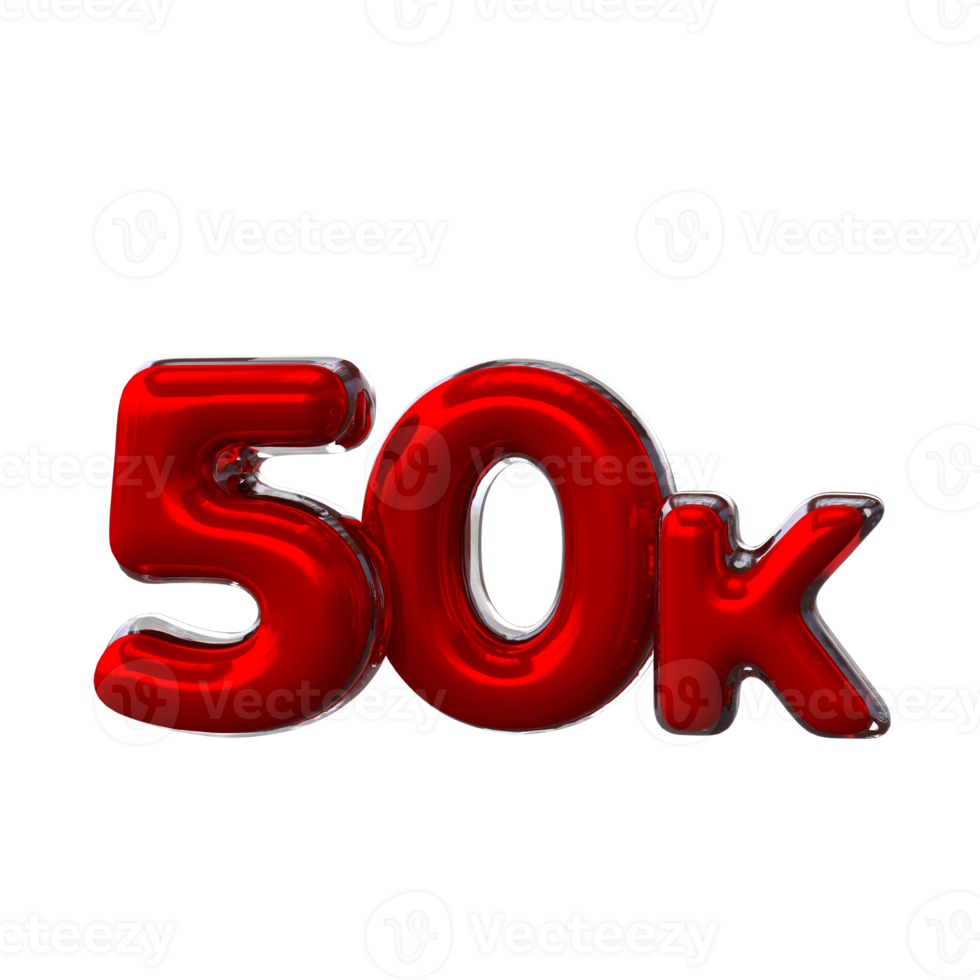 50 K 3d numero con rosso colore png