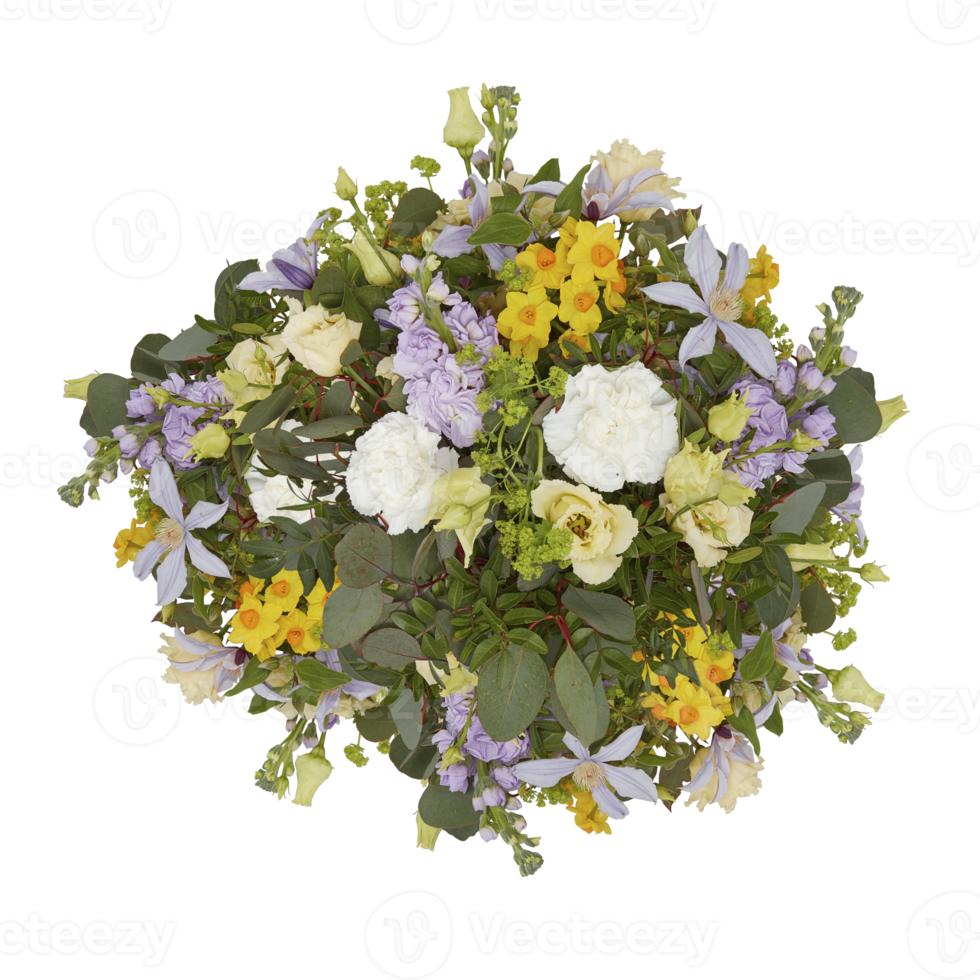 Fresh and colorful bouquet of flowers blooming beautiful first cut out transparent background png