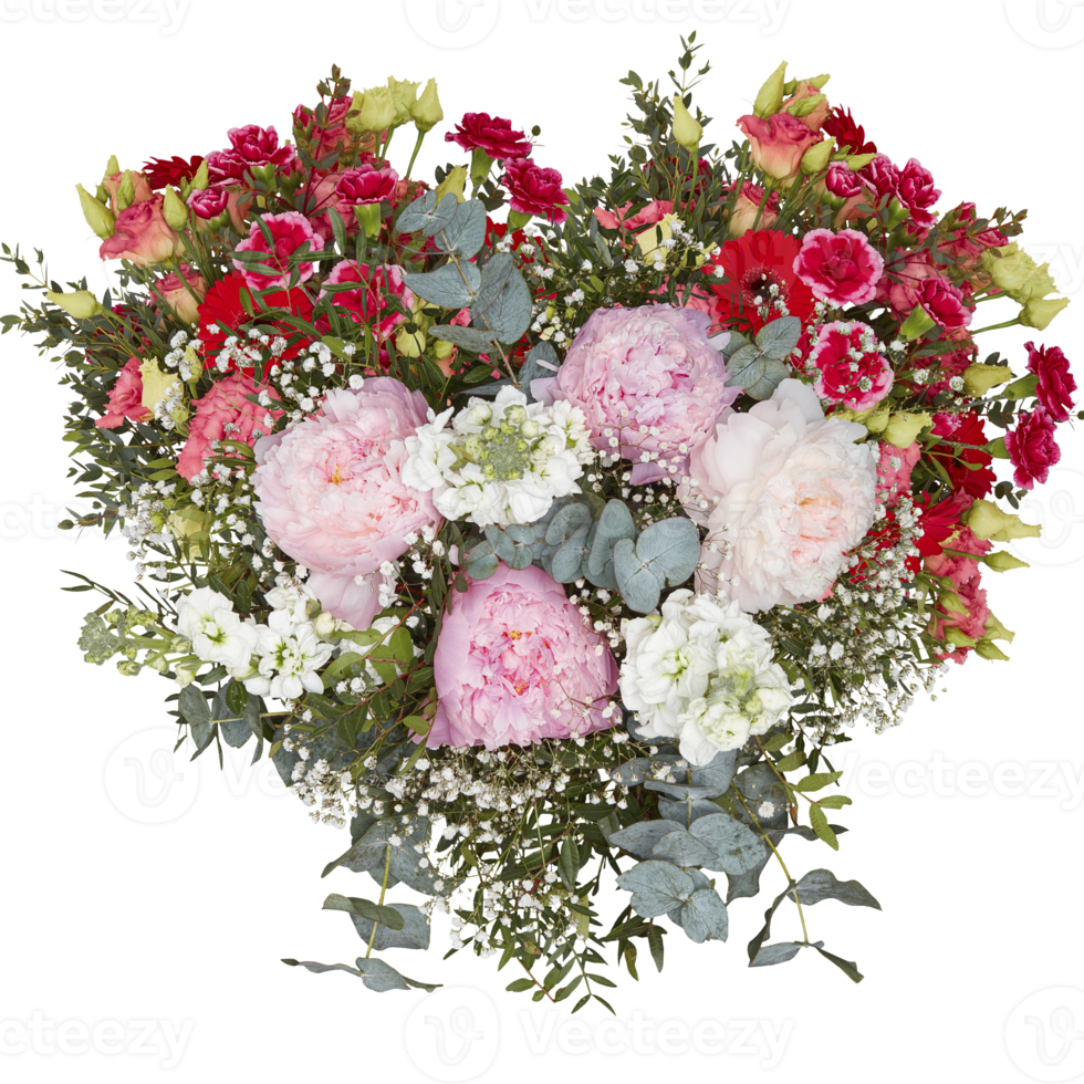 Fresh and colorful bouquet of flowers blooming beautiful first cut out transparent background png