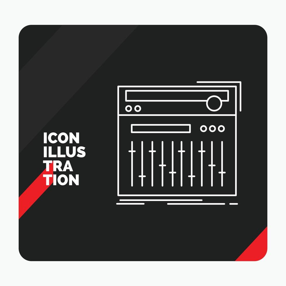 fondo de presentación creativa rojo y negro para el control. controlador. midi estudio. icono de línea de sonido vector