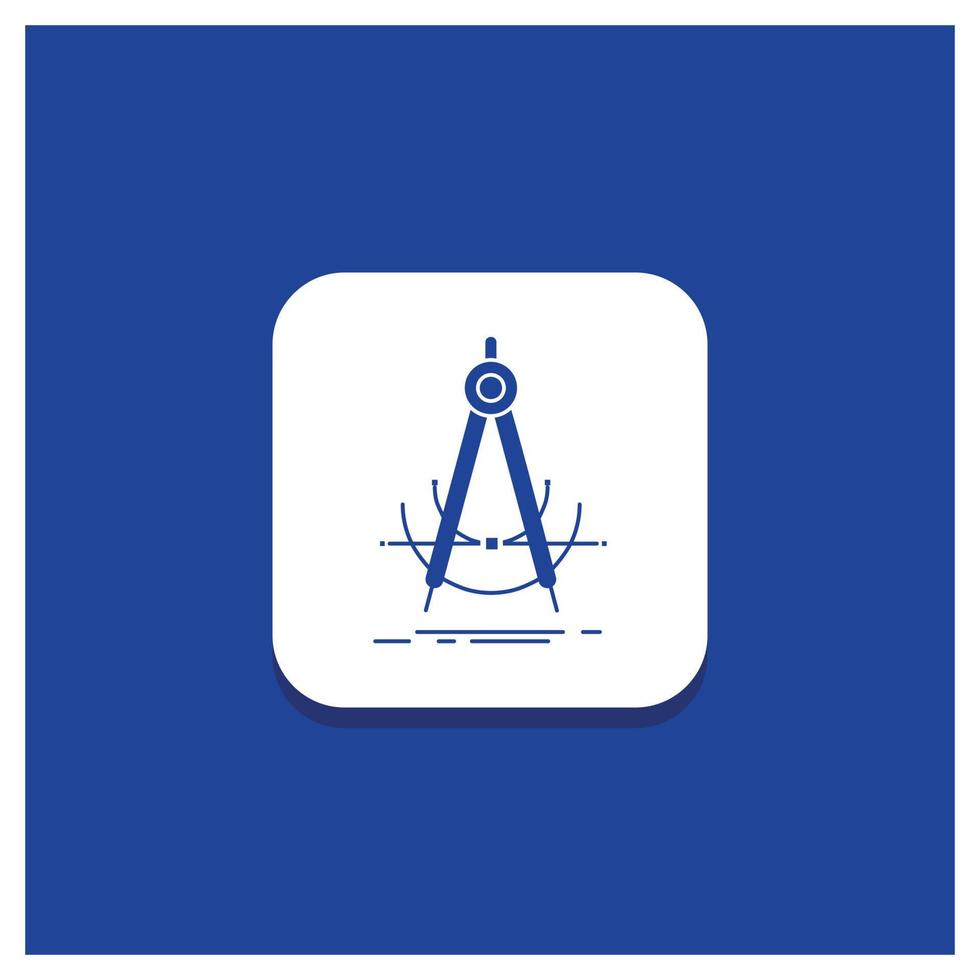 Blue Round Button for Precision. accure. geometry. compass. measurement Glyph icon vector