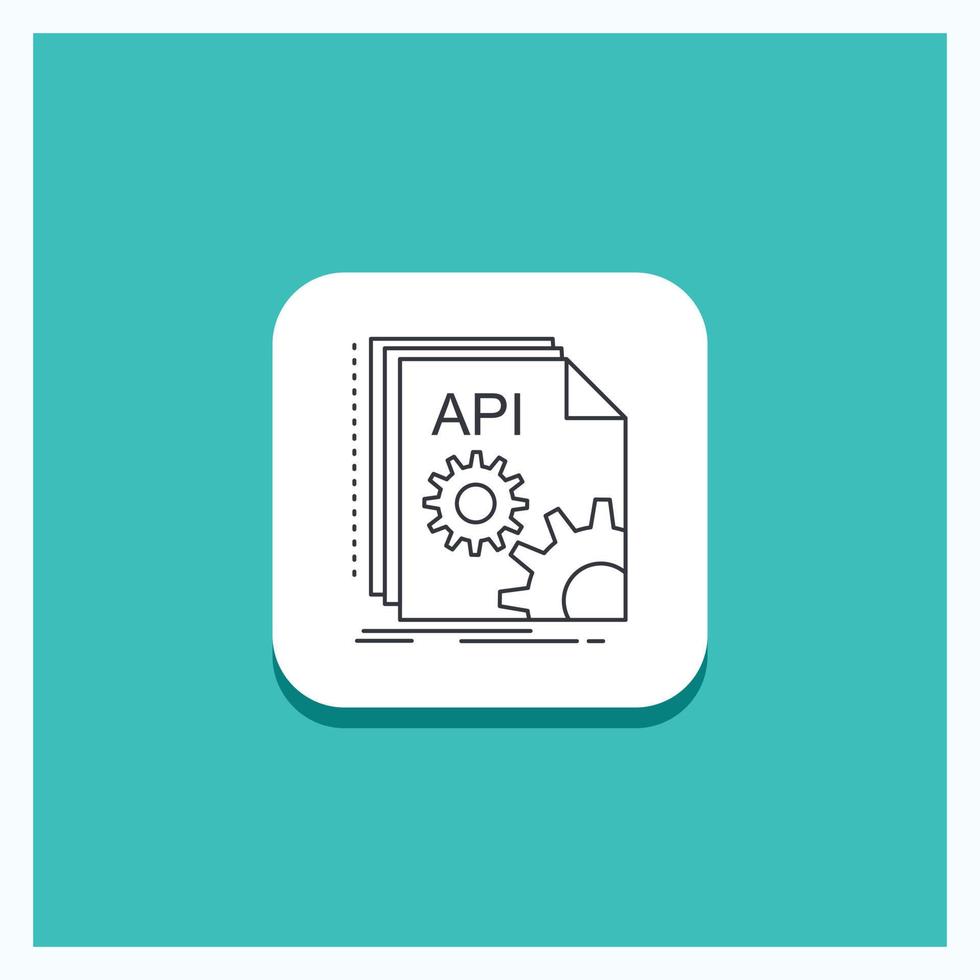 Round Button for Api. app. coding. developer. software Line icon Turquoise Background vector