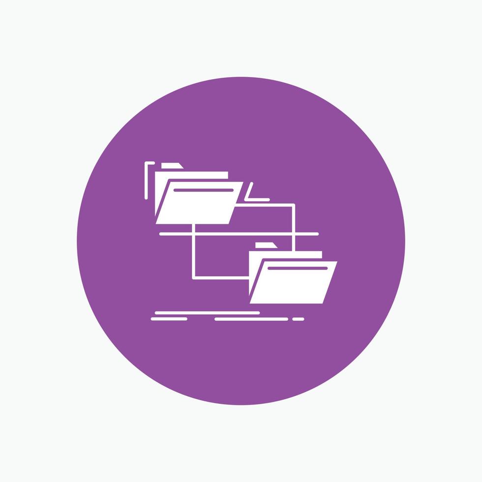 folder. file. management. move. copy White Glyph Icon in Circle. Vector Button illustration