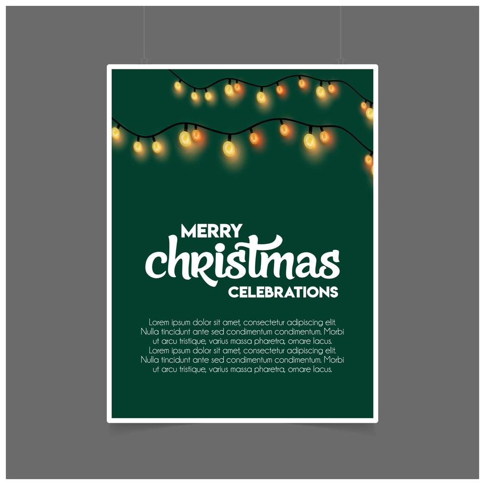 Merry Christmas Decoration Lighting Green Template vector