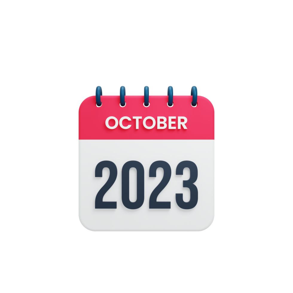 2023 October Calendar Rendered 3D Illustration png