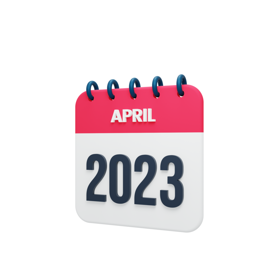 2023 April Kalender gerendert 3D-Illustration png