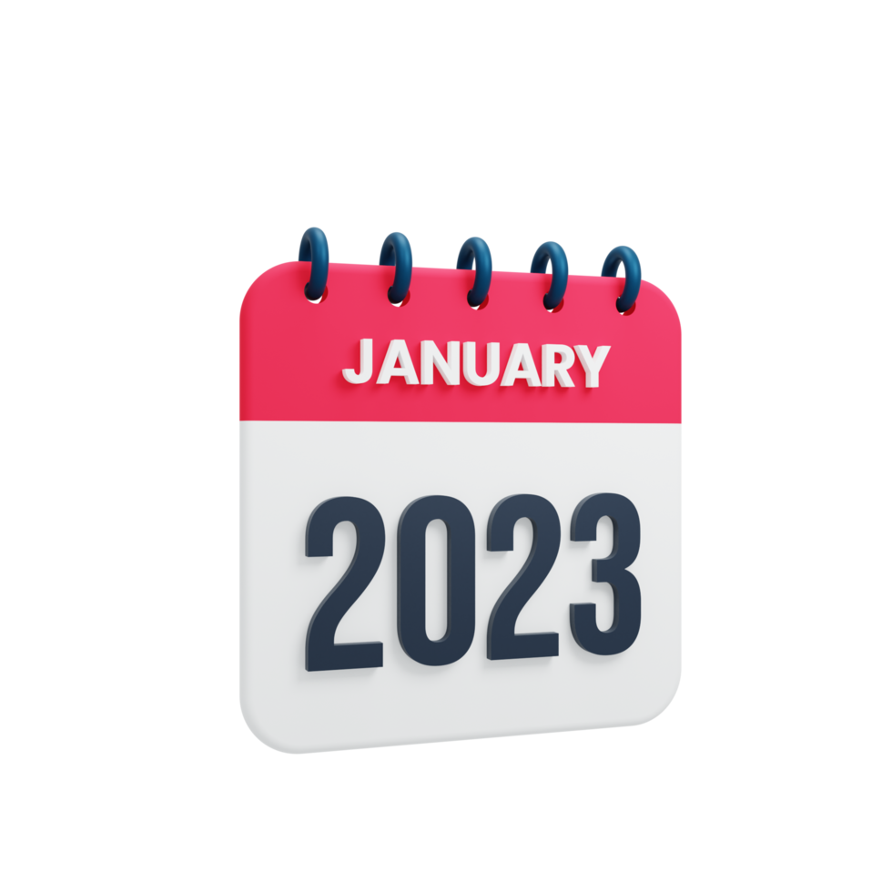 2023 January Calendar Rendered 3D Illustration png