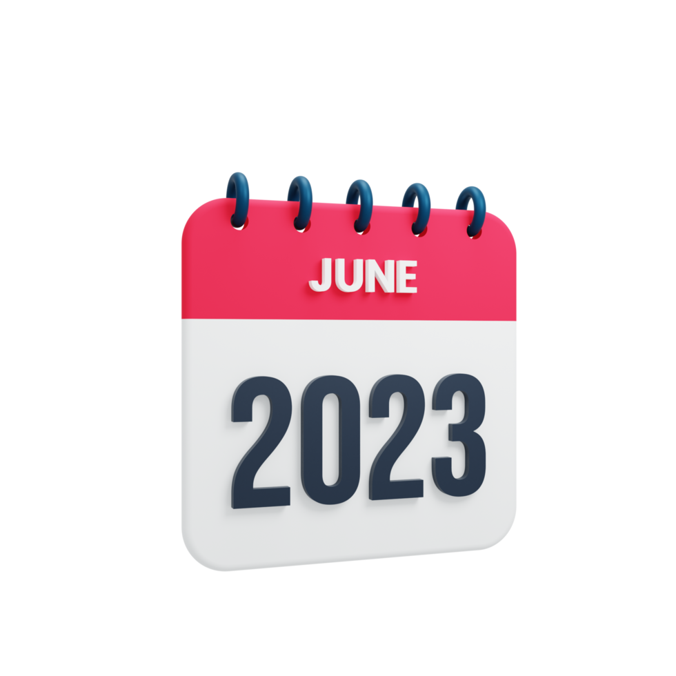 2023 June Calendar Rendered 3D Illustration png