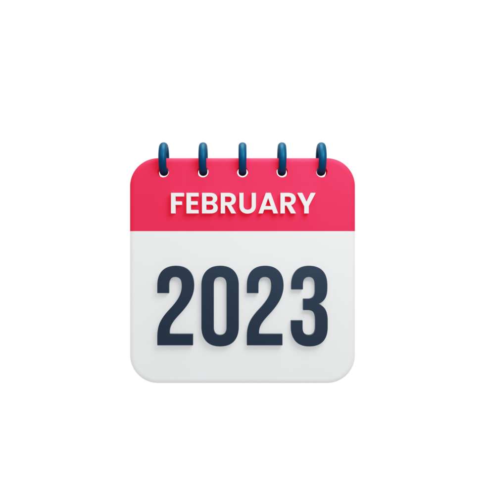 2023 February Calendar Rendered 3D Illustration png