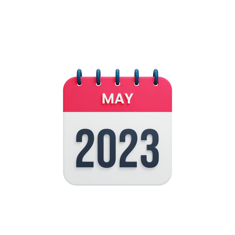 2023 May Calendar Rendered 3D Illustration png