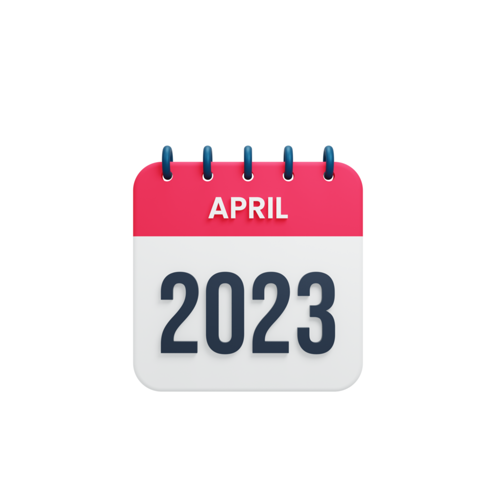2023 April Calendar Rendered 3D Illustration png