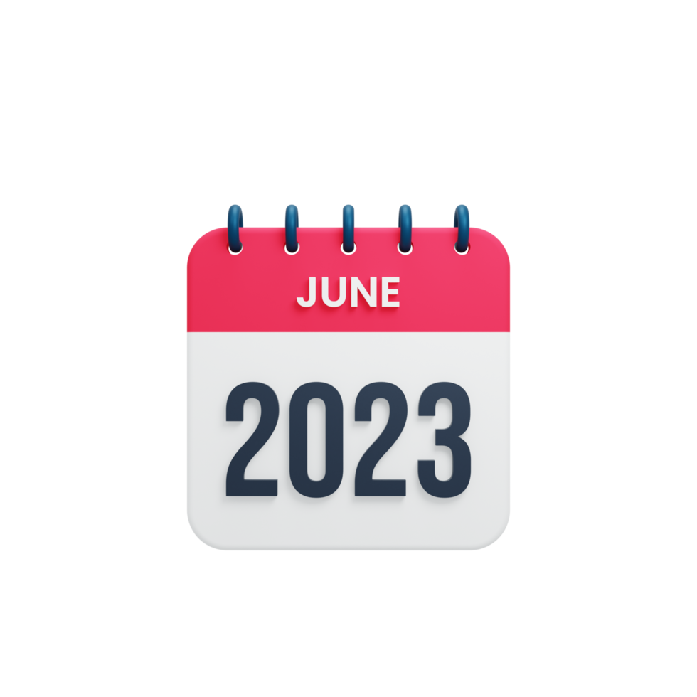 2023 June Calendar Rendered 3D Illustration png