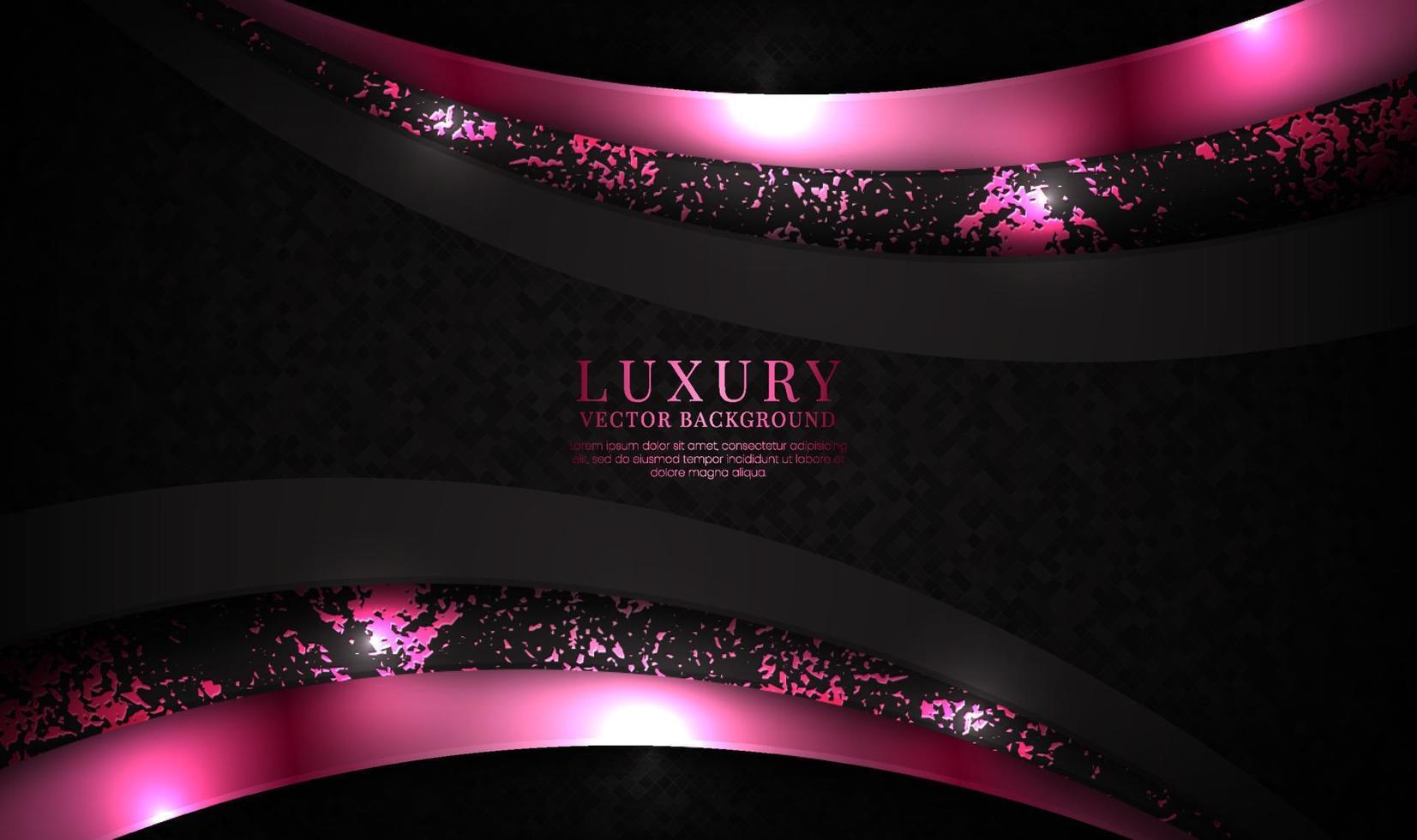 El fondo abstracto de lujo rosa negro 3d se superpone en capas en el espacio oscuro con decoración de efecto de ondas. concepto de estilo fluido de elemento de diseño gráfico para banner, volante, tarjeta, portada de folleto o página de inicio vector