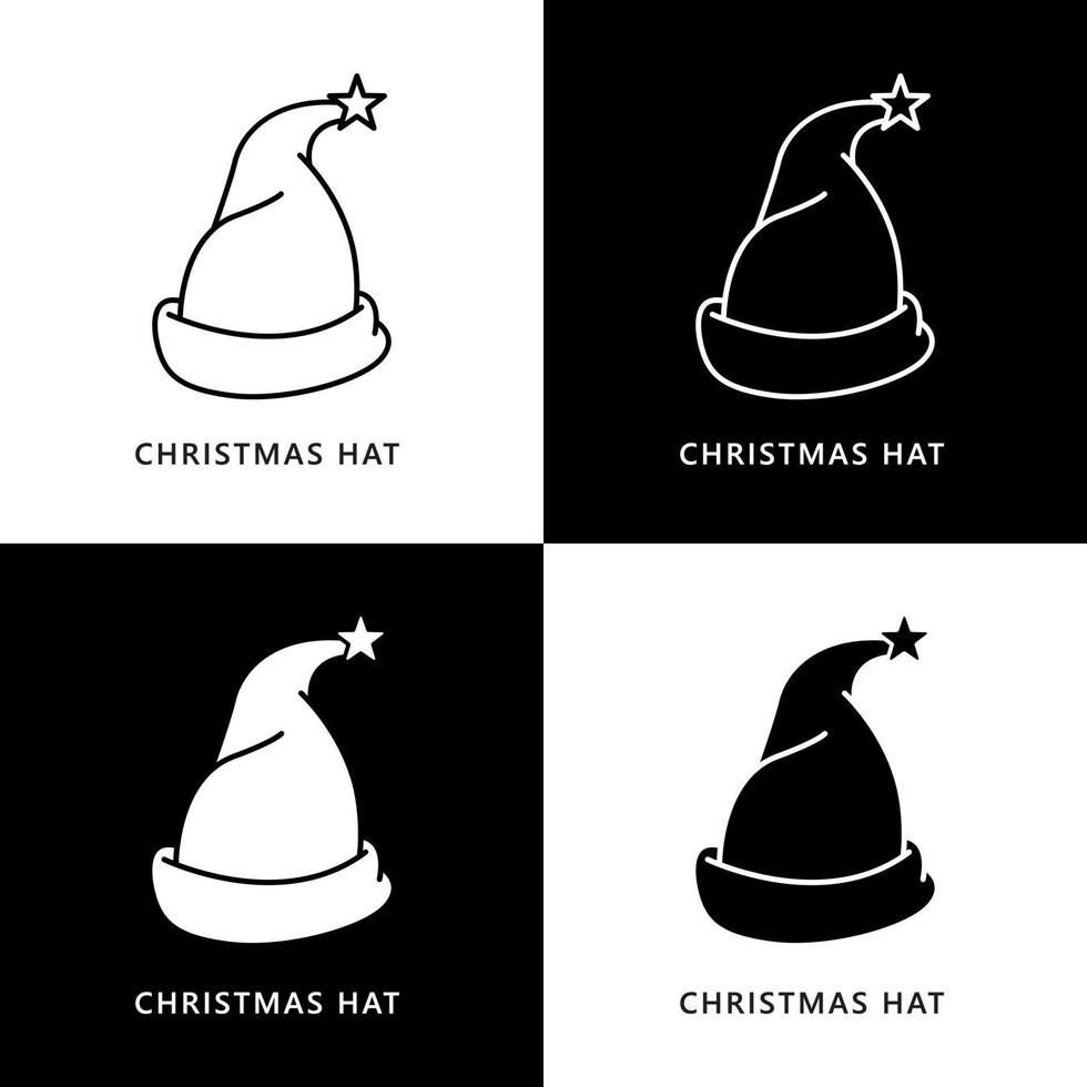 ilustración de símbolo de sombrero de navidad. icono del logotipo de gorra de santa vector