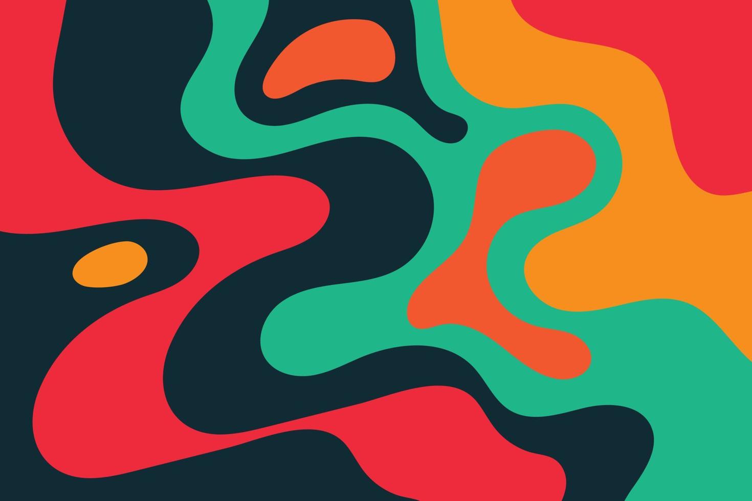 Vibrant wavy spots and dots abstract background. Flat colorful liquid shapes in cartoon style vector