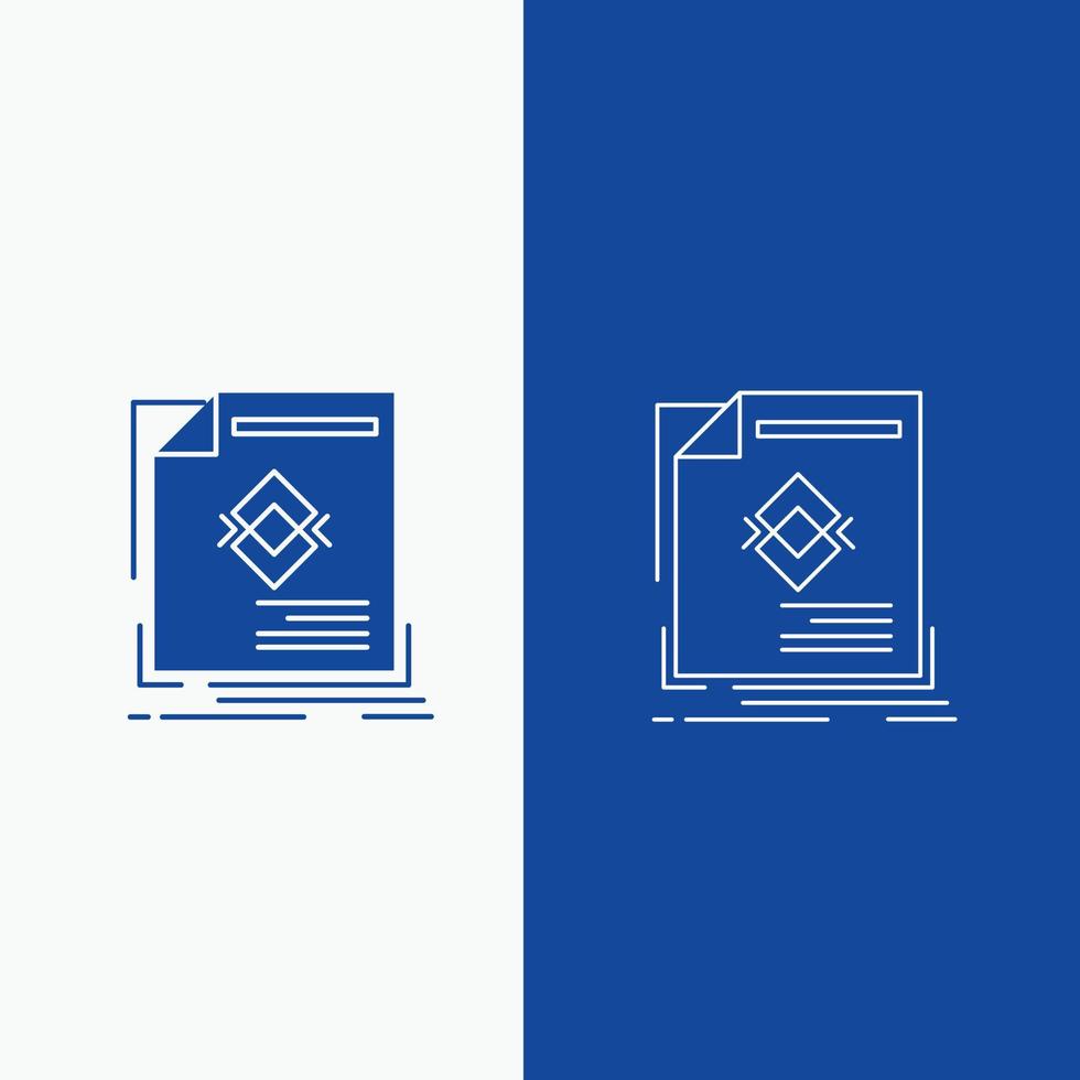 ad. advertisement. leaflet. magazine. page Line and Glyph web Button in Blue color Vertical Banner for UI and UX. website or mobile application vector