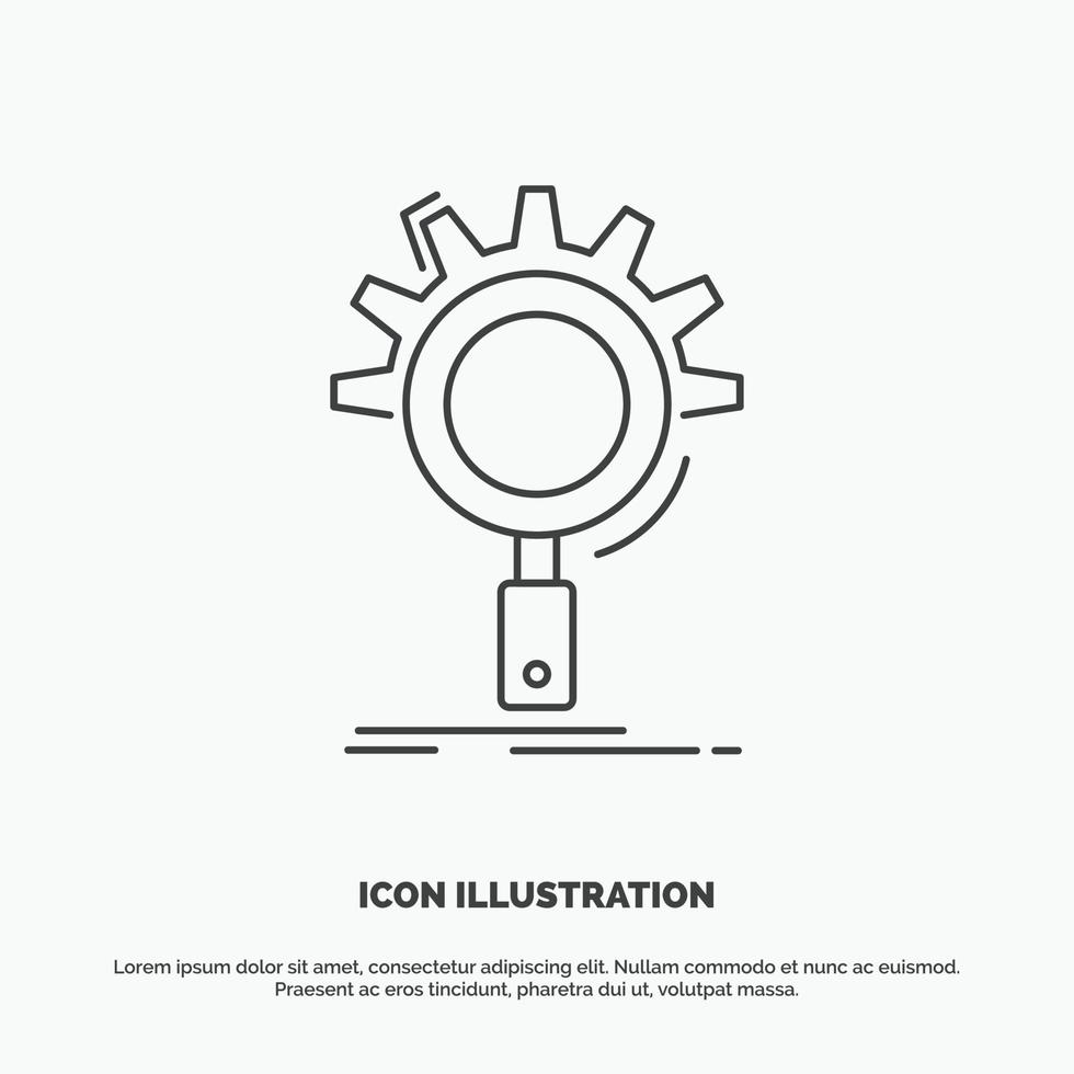 seo. search. optimization. process. setting Icon. Line vector gray symbol for UI and UX. website or mobile application