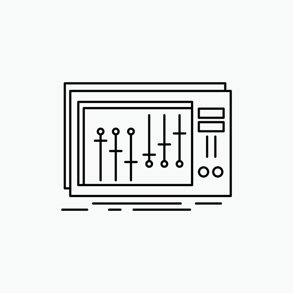 Console. dj. mixer. music. studio Line Icon. Vector isolated illustration