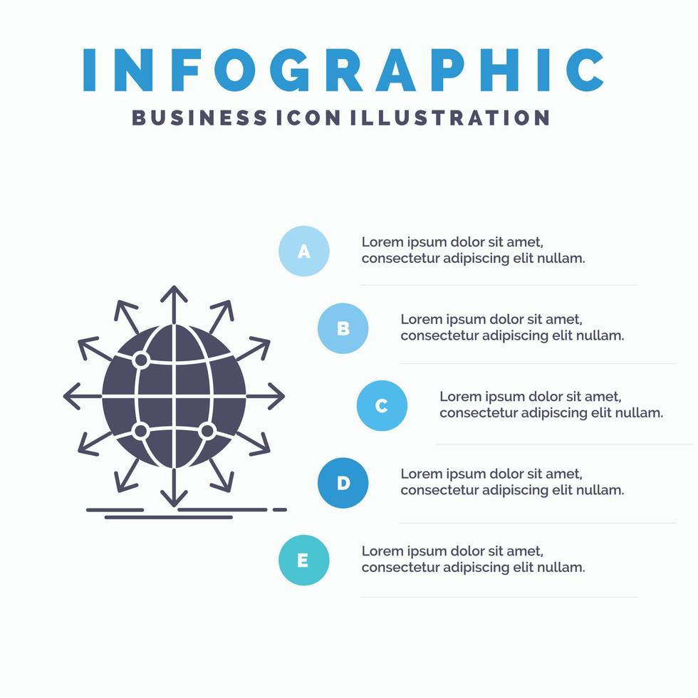 globe. network. arrow. news. worldwide Infographics Template for Website and Presentation. GLyph Gray icon with Blue infographic style vector illustration.