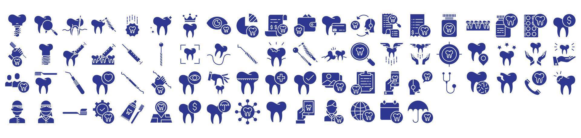 Collection of icons related to Dental clinic and orthodontic, including icons like Tooth, Medicine, Hygiene and more. vector illustrations, Pixel Perfect