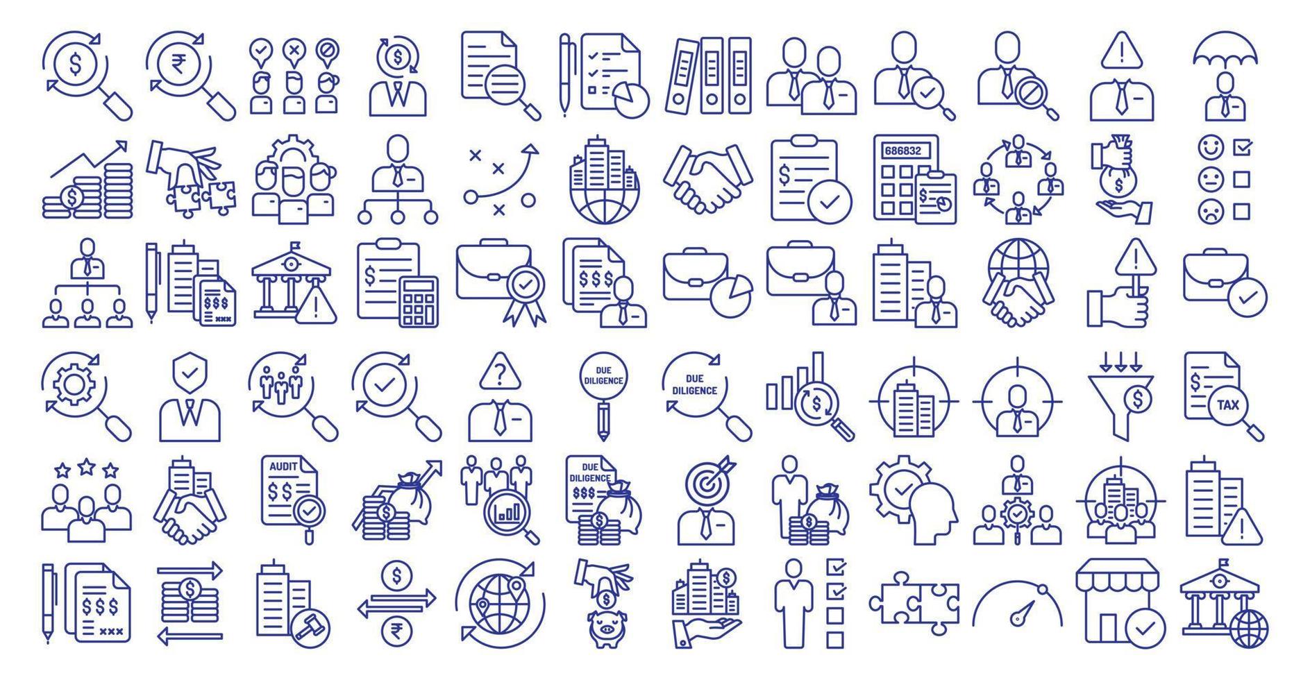 Collection of icons related to Business and Due diligence, including icons like partnership, business partner, handshake and more. vector illustrations, Pixel Perfect